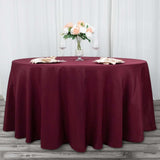 120inch Burgundy 200 GSM Seamless Premium Polyester Round Tablecloth