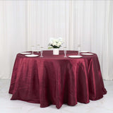 132inch Burgundy Accordion Crinkle Taffeta Seamless Round Tablecloth