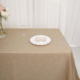  Natural Seamless Faux Burlap Rectangle Tablecloth, Boho Chic Jute Table Linen for 6 Foot