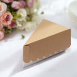 10 Pack | 5x3inch Natural / White Single Slice Paper Cake Boxes, Triangular Pie Slice Dessert Box