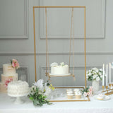 3ft Tall Gold Metal Hanging Cake Stand Swing with Jute Rope, Dessert Display Centerpiece