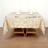 72" x 72" Champagne Premium Big Payette Sequin Overlay