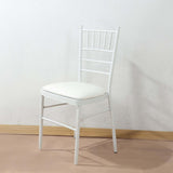 5 Pack White PU Leather Chiavari Chair Cushion Pads with Wood Backed Design