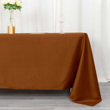 72"x120" Cinnamon Brown Polyester Rectangle Tablecloth, Reusable Linen Tablecloth