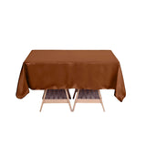 72x72inch Cinnamon Brown Satin Square Table Overlay, Elegant Table Topper