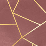 120inch Cinnamon Rose Round Polyester Tablecloth With Gold Foil Geometric Pattern#whtbkgd