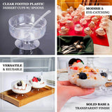 24 Pack | 6oz Crystal Clear Footed Disposable Dessert Cups With Spoons