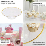 2 Pack | 12inch Clear With Gold Rim Disposable Pedestal Cake Stand