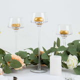 Set of 3 | Long-Stem Clear Glass Tealight Disc Candle Holders