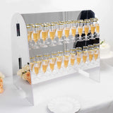 25" Silver Mirror Finish 18 Champagne Glass Display Stand, 2-Tier Table Top Cocktail Rack