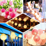 13FT Cotton Ball String Lights Battery Operated With 20 Warm White LED - Blush | Fuchsia | Pink