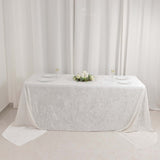 90"x156" White Seamless Premium Crushed Velvet Rectangular Tablecloth for 8 Foot Table