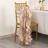 5 Pack Nude Green Curly Willow Chiffon Satin Chair Sashes