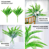 2 Stems | Artificial Green Cycas Fern Leaf Indoor Bushes, Faux Plants