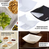 4 Pack | 128oz White Large Square Plastic Salad Bowls, Disposable Serving Dishes