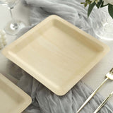 25 Pack | 9inch Eco Friendly Poplar Wood Square Dinner Plates, Disposable Picnic Plates