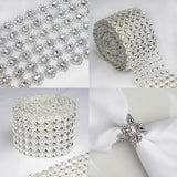 4 inch x 10 Yards Silver Fleur Diamond Rhinestone Ribbon Wrap Roll, DIY Craft Ribbon