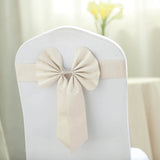 5 Pack | Ivory | Reversible Chair Sashes with Buckle | Double Sided Pre-tied Bow Tie Chair Bands | Satin & Faux Leather