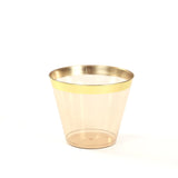 25 Pack 9oz Crystal Gold Rimmed Short Disposable Tumbler Glasses