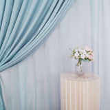 10ft Dusty Blue Dual Layered Sheer Chiffon Polyester Backdrop Curtain With Rod Pockets
