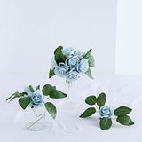 24 Roses | 2inch Dusty Blue Artificial Foam Flowers With Stem Wire and Leaves