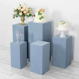 Set of 5 Dusty Blue Rectangular Stretch Fitted Pedestal Pillar Prop Covers