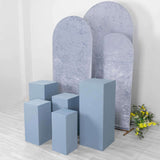 Set of 5 Dusty Blue Rectangular Stretch Fitted Pedestal Pillar Prop Covers