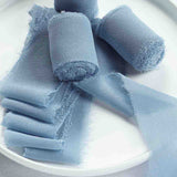 6yd Dusty Blue Silk-Like Chiffon Linen Ribbon Roll For Bouquets, Wedding Invitations Gift Wrapping