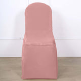 Dusty Rose Polyester Banquet Chair Cover, Reusable Stain Resistant Slip On Chair Cover