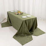 Dusty Sage Green Accordion Crinkle Taffeta Rectangle Tablecloth 90x156inch Seamless for 8 Foot Table