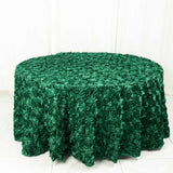 120inch Hunter Emerald Green Grandiose 3D Rosette Satin Round Tablecloth