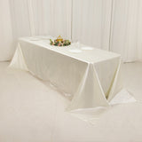 90"x156" Shimmer Pearl White Scuba Rectangle Tablecloth, Wrinkle Free Seamless Premium