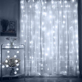 10ft Cool White 300 LED Icicle Curtain Fairy String Lights with 8 Modes