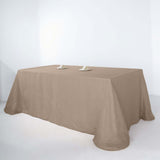 Taupe Rectangular Tablecloth, Linen Table Cloth With Slubby Textured, Wrinkle Resistant