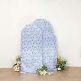 Set of 3 White Blue Satin Chiara Wedding Arch Covers in French Toile Floral Pattern