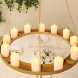 Gold Hanging Metal Floral Chandelier Frame - 32inch Circular Lighting, Candle