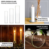 2 Pack 12inch Tall Clear Glass Candle Shades with 2.25inch Wide Open Ends