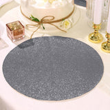 6 Pack | Charcoal Gray Sparkle Placemats, Non Slip Decorative Round Glitter Table Mat