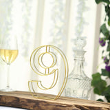 8" Tall | Gold Wedding Table Numbers | Freestanding 3D Decorative Metal Wire Numbers | 9