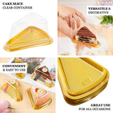 50 Pack | Gold/Clear Plastic Cake Slice Favor Containers, Triangle Party Boxes