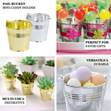 12 Pack | Gold Pail Bucket Party Favor Candy Gift Boxes | Mini Planter