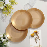 10 Pack | 8inch Gold Round Plastic Salad Plates With Gold Rim