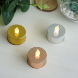 12 Pack | Metallic Flameless LED Candles | Battery Operated Tea Light Candles | Gold