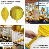2-Pack Metallic Gold Sphere Balloons, Orbz Mylar Balloons Helium or Air-Filled Party