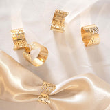 5 Pack | Metallic Gold Laser Cut Butterfly Napkin Rings, Paper Napkin Holders