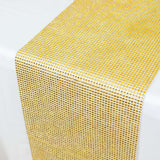 10x108inch Gold Diamond Rhinestone Mesh Table Runner, Crystal Rhinestone Ribbon Bling Roll