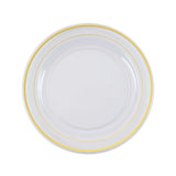 10 Pack | 8inch Très Chic Gold Rim Clear Disposable Salad Plates, Plastic Dessert Appetizer Plates