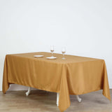 72"x120" Gold Polyester Polyester Rectangle Tablecloth, Reusable Linen Tablecloth