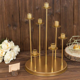 15inch Tall Gold 7-Arm Metal Cluster Round Taper Candelabra