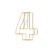 8" Tall | Gold Wedding Table Numbers | Freestanding 3D Decorative Metal Wire Numbers | 4